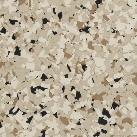 Deco-Crete Castle Gate epoxy flake blend in tan, cream, and black